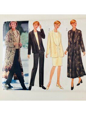 1990s Butterick 6208 Sz 14-18 Jacket Duster Top Dress Pants Sewing Pattern UC